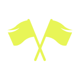 Two yellow flags crossed over each other