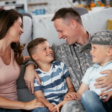 solider with family