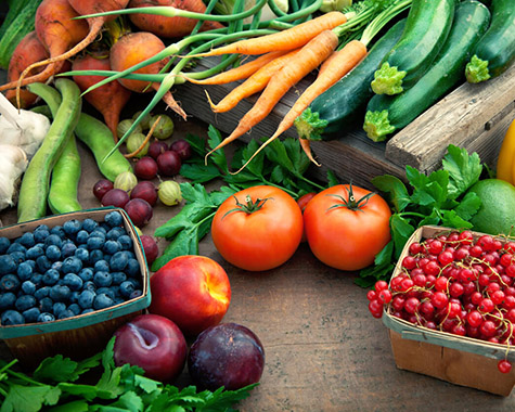 Variety of fruits and veggies