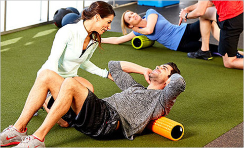 a client doing foam rolling