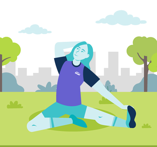 animated woman stretching