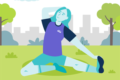 animated woman stretching