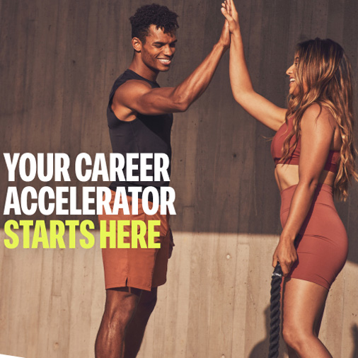 A man and a woman high fiving