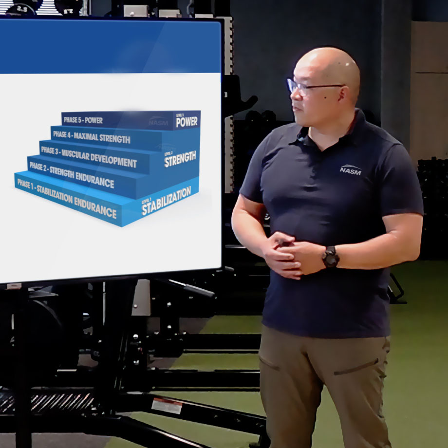 male trainer showing the OPT Model
