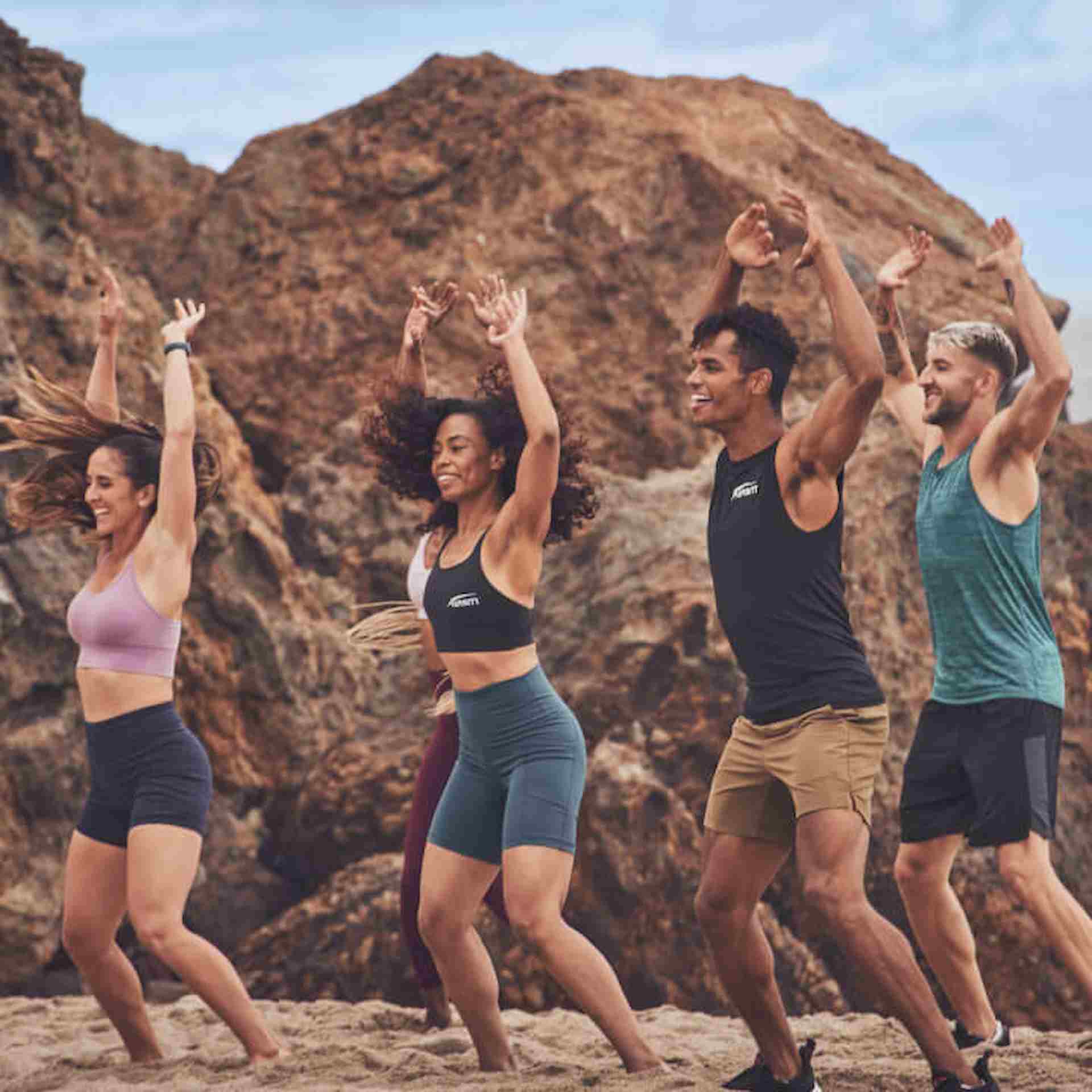 A group of trainers on the beach