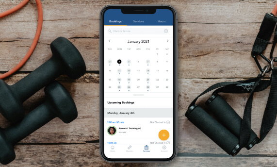 personal trainer app with calendar