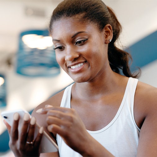 women looking at phone