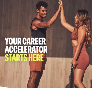 A man and a woman high fiving