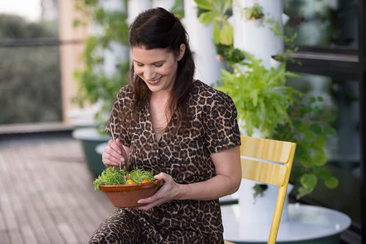 Women eating salad